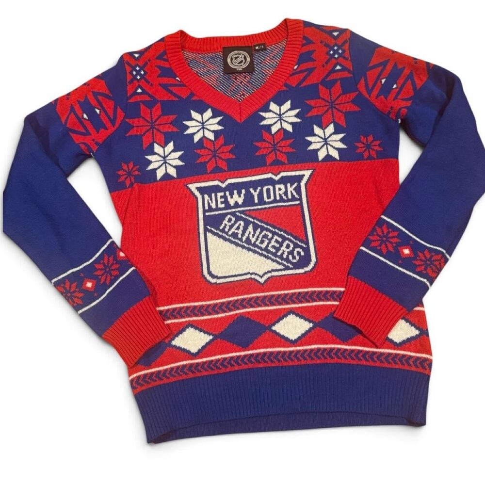 New York Rangers NHL Ugly Christmas Sweater Women’s Small
